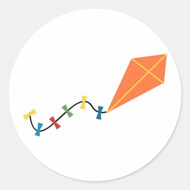 Orange Kite Classic Round Sticker (Front)