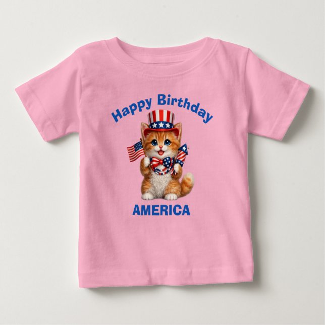 Orange Kitten (1p) Patriotic Kid T-Shirt (Front)