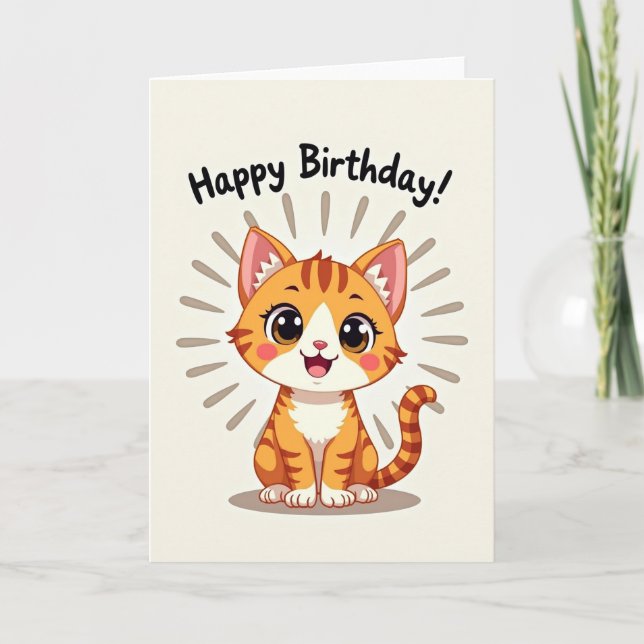Orange Kitten Birthday Card (Front)