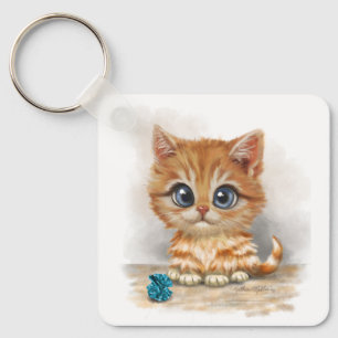 Orange Kitten Cartoon Key Ring