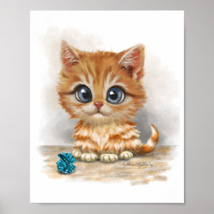 Orange Kitten Cartoon Poster