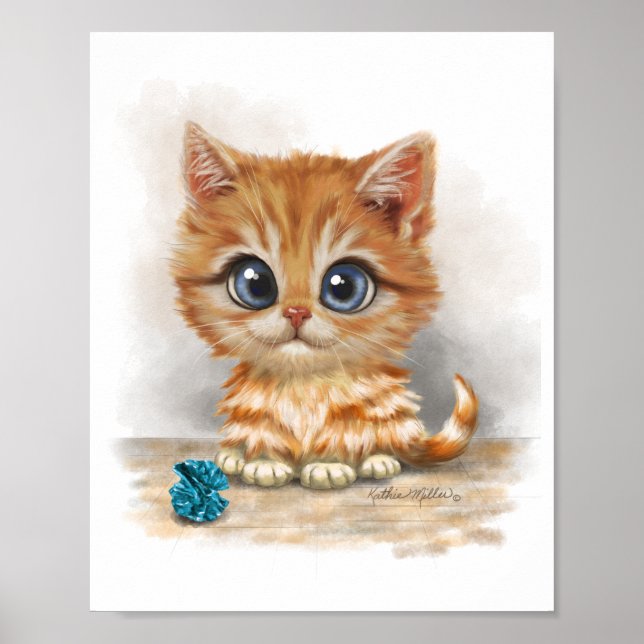 Orange Kitten Cartoon Poster (Front)