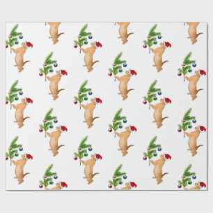 Orange Kitten Christmas Paper