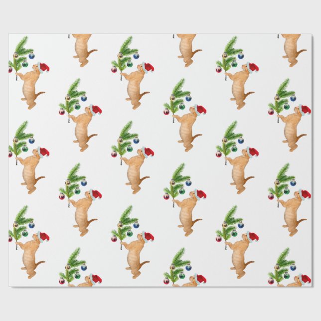 Orange Kitten Christmas Paper (Flat)