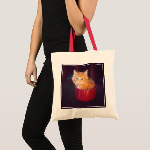 Orange Kitten In A Red Mug Tote Bag