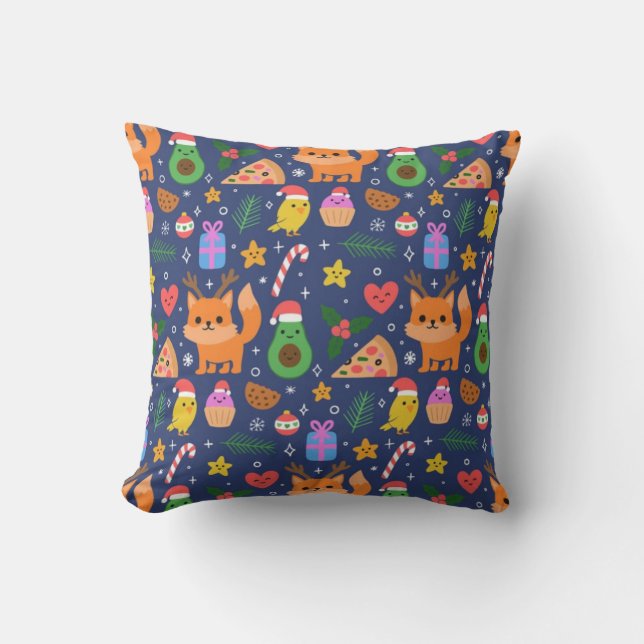 Orange Kitty and Christmas treats Cushion (Front)