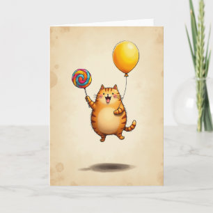 Orange Kitty Birthday Card