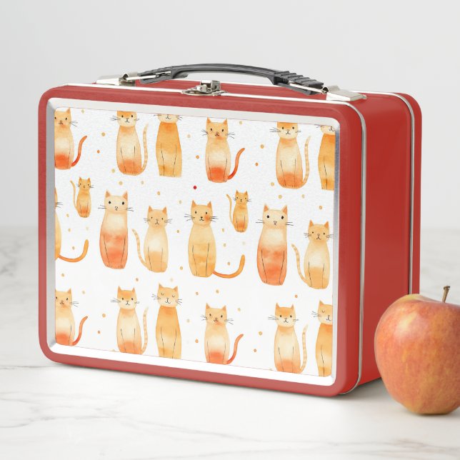 Orange Kitty Cats Metal Lunch Box (In Situ)