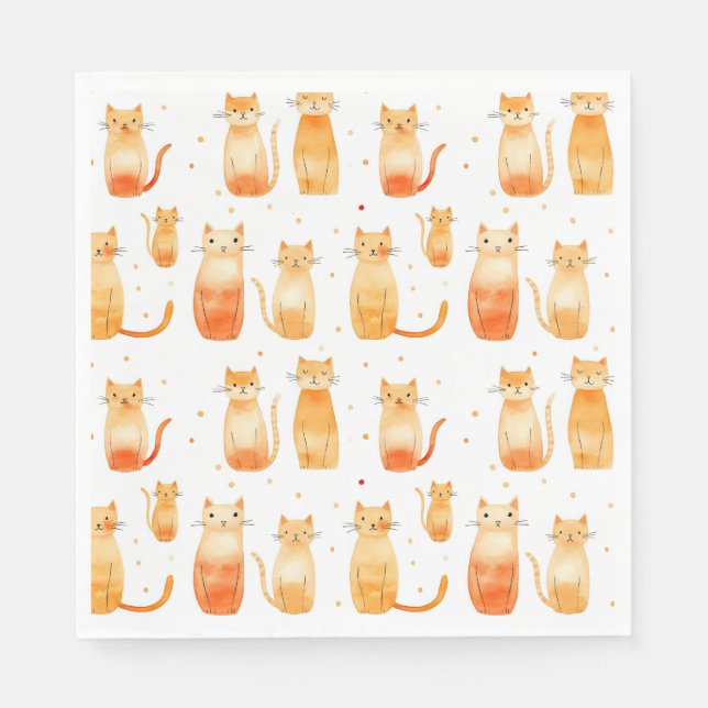 Orange Kitty Cats Napkin (Front)