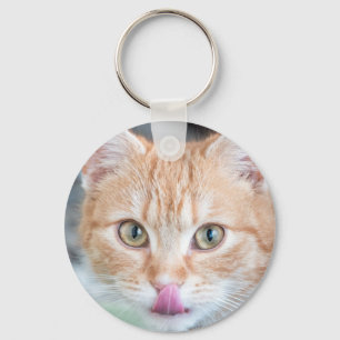 Orange kitty slurp key ring