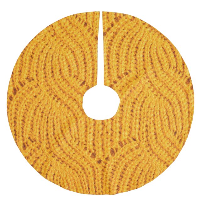 Orange knitted sweater, textured background. brushed polyester tree skirt (Front)
