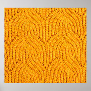 Orange knitted sweater, textured background. poster