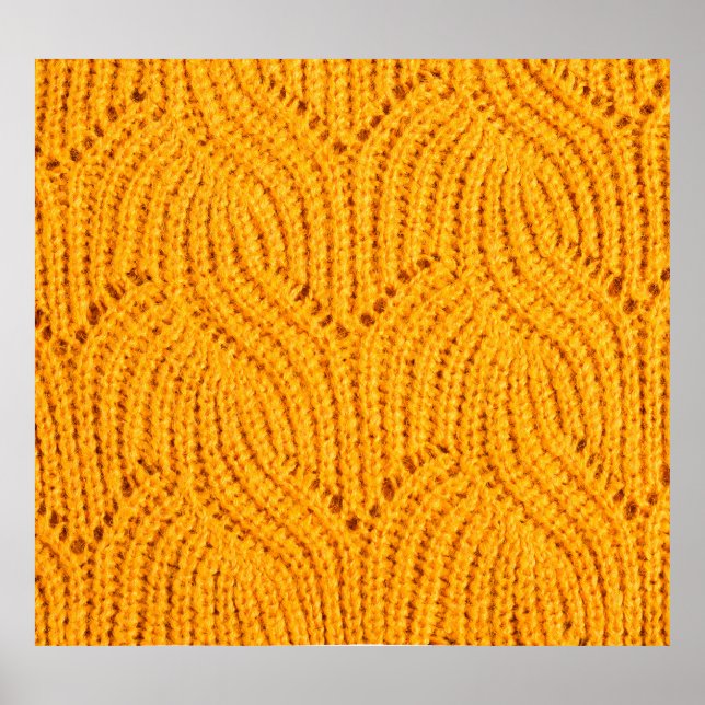 Orange knitted sweater, textured background. poster (Front)