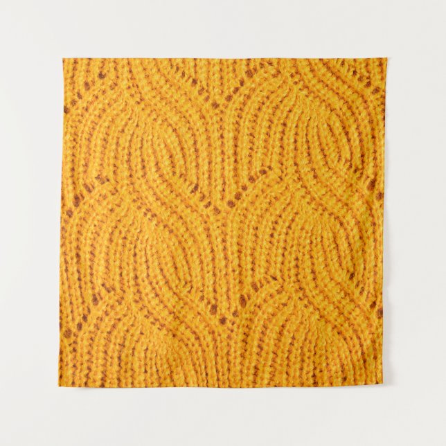 Orange knitted sweater, textured background. tapestry (Front)