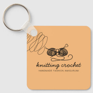 Orange Knitting Crochet Logo Key Ring