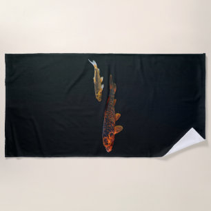 Orange Koi and Gold Koi Beach Towel