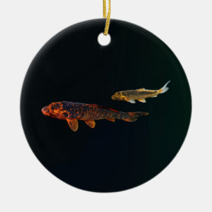 Orange Koi and Gold Koi Ceramic Ornament