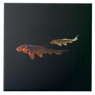 Orange Koi and Gold Koi Ceramic Tile