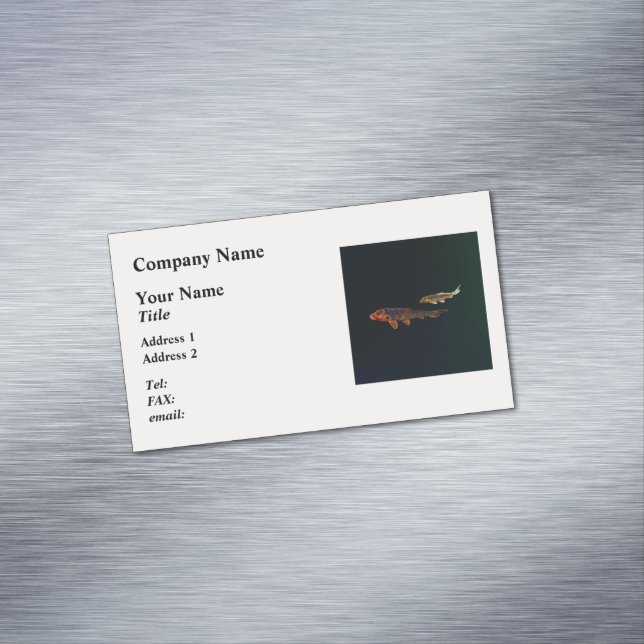 Orange Koi and Gold Koi Magnetic Business Card (In Situ)