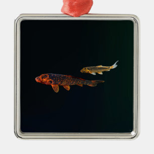 Orange Koi and Gold Koi Metal Ornament