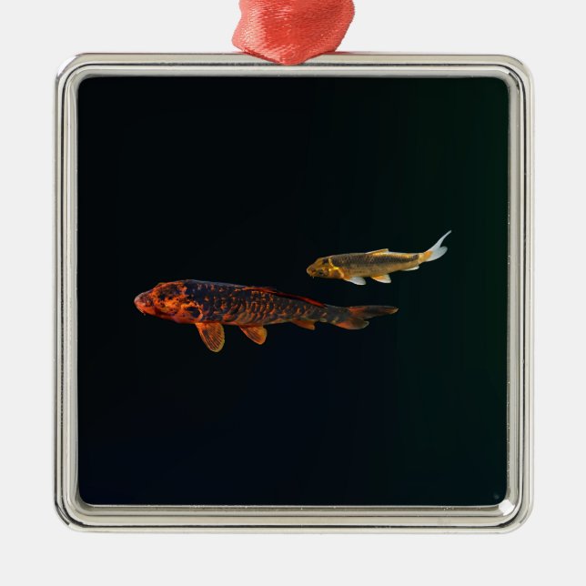 Orange Koi and Gold Koi Metal Ornament (Front)