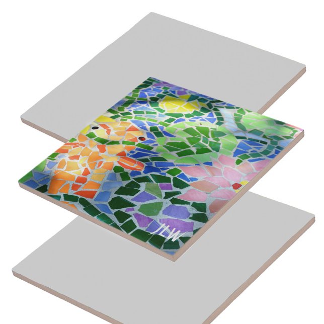 Orange Koi Fish and Pink Flower Colourful Zen Ceramic Tile (Creator Uploaded)