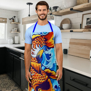 Orange Koi Fish Blue Apron