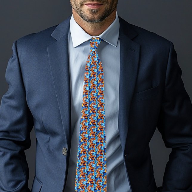 Orange Koi Fish Blue Tie (Creator Uploaded)