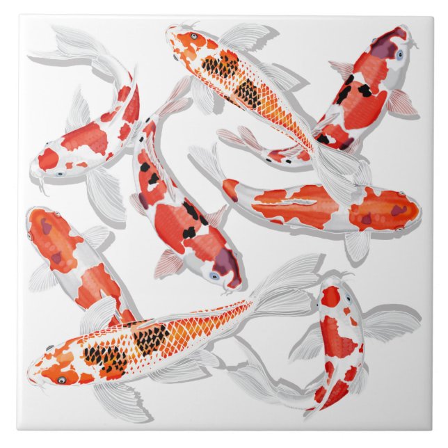 Orange Koi fish Ceramic Tile (Front)