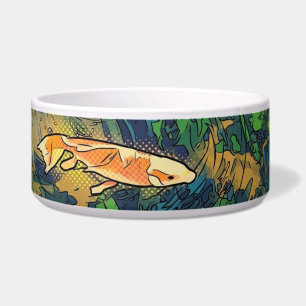 Orange Koi Fish in Pond AI Stylised Illustration
