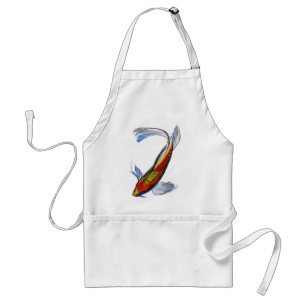 Orange Koi Japanese watercolour carp art Standard Apron