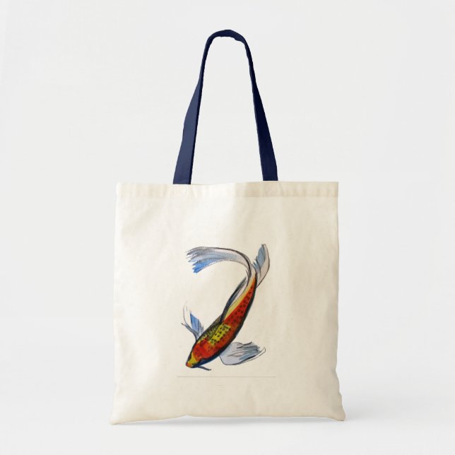 Orange Koi Japanese watercolour carp art Tote Bag (Front)