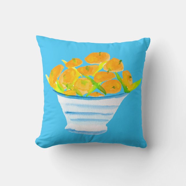 Orange kumquats watercolor fruit cushion (Front)