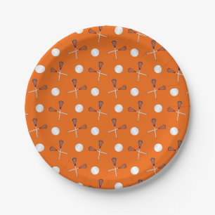 Orange lacrosse pattern paper plate