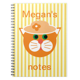 Orange Lady Cat Striped Notebook