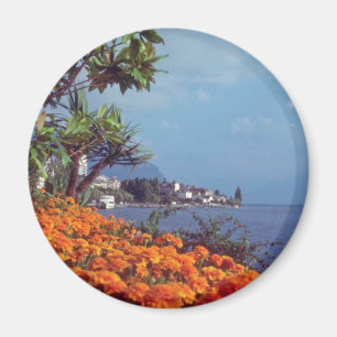 Orange Lake Geneva, Montreux, Switzerland flowers Magnet