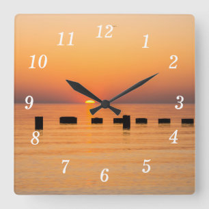 Orange Lake Sunrise Wall Clock