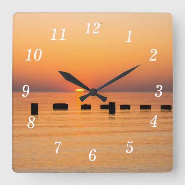 Orange Lake Sunrise Wall Clock (Front)