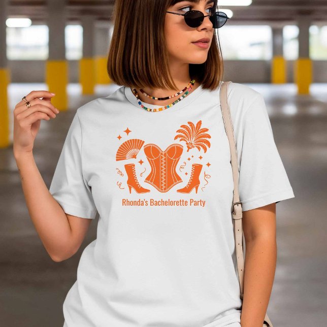 Orange Las Vegas Showgirl Bridesmaid Bach Party T-Shirt (Creator Uploaded)