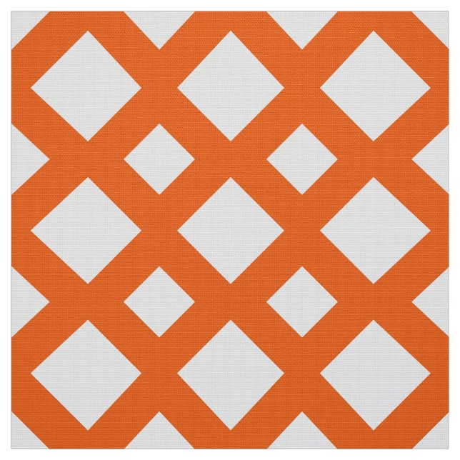Orange Lattice on White Geometric Fabric (Swatch)