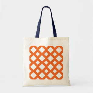 Orange Lattice on White Tote Bag
