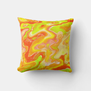 Orange Lava Marble Topographic Texture Abstract Cushion