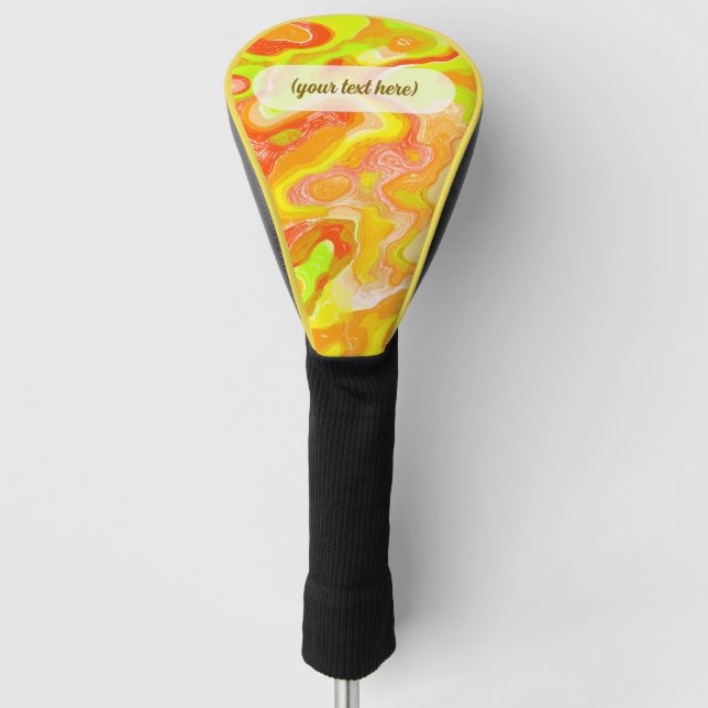 Orange Lava Marble Topographic Texture Abstract Golf Head Cover (Front)