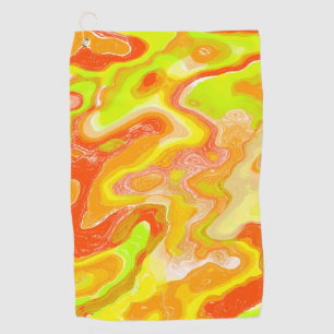 Orange Lava Marble Topographic Texture Abstract Golf Towel