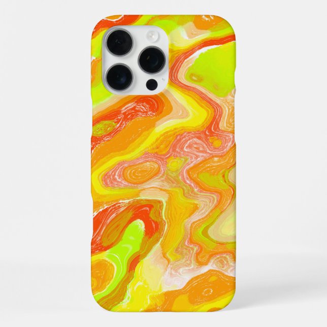 Orange Lava Marble Topographic Texture Abstract iPhone Case (Back)