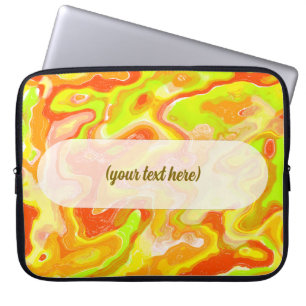 Orange Lava Marble Topographic Texture Abstract Laptop Sleeve