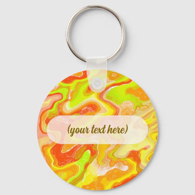 Orange Lava Marble Topographic Texture Abstract Li Key Ring (Front)