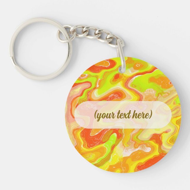 Orange Lava Marble Topographic Texture Abstract Li Key Ring (Front)
