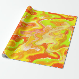 Orange Lava Marble Topographic Texture Abstract Wrapping Paper