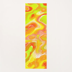 Orange Lava Marble Topographic Texture Abstract Yoga Mat